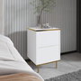 Hanah Home Mesilla de Noche, White, Gold - Elegante y Funcional, 40x60x35 cm